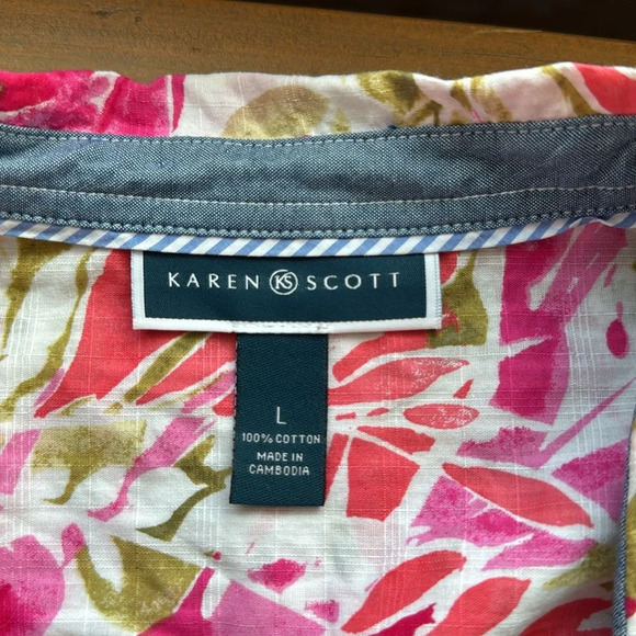 🌹Pretty Karen Scott 3/4 sleeve Button down top  Size L 🌹 - Picture 7 of 9